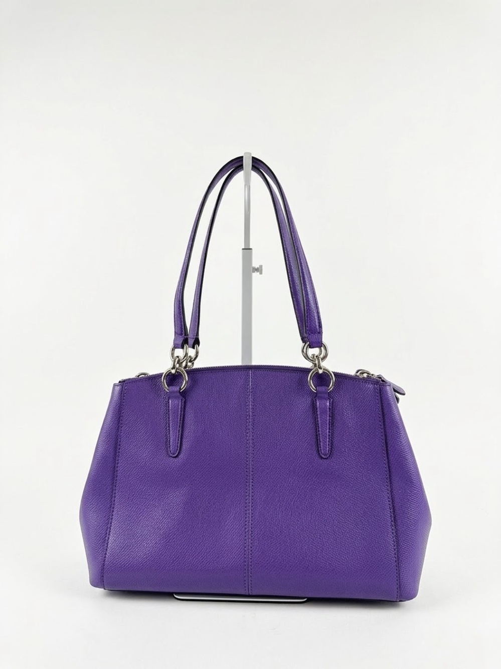 Coach Purple Crossgrain Leather Small Christie Carryall Satchel Bag. F36637 - Picture 2 of 16